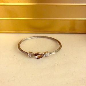 Silver wire pave diamond bracelet